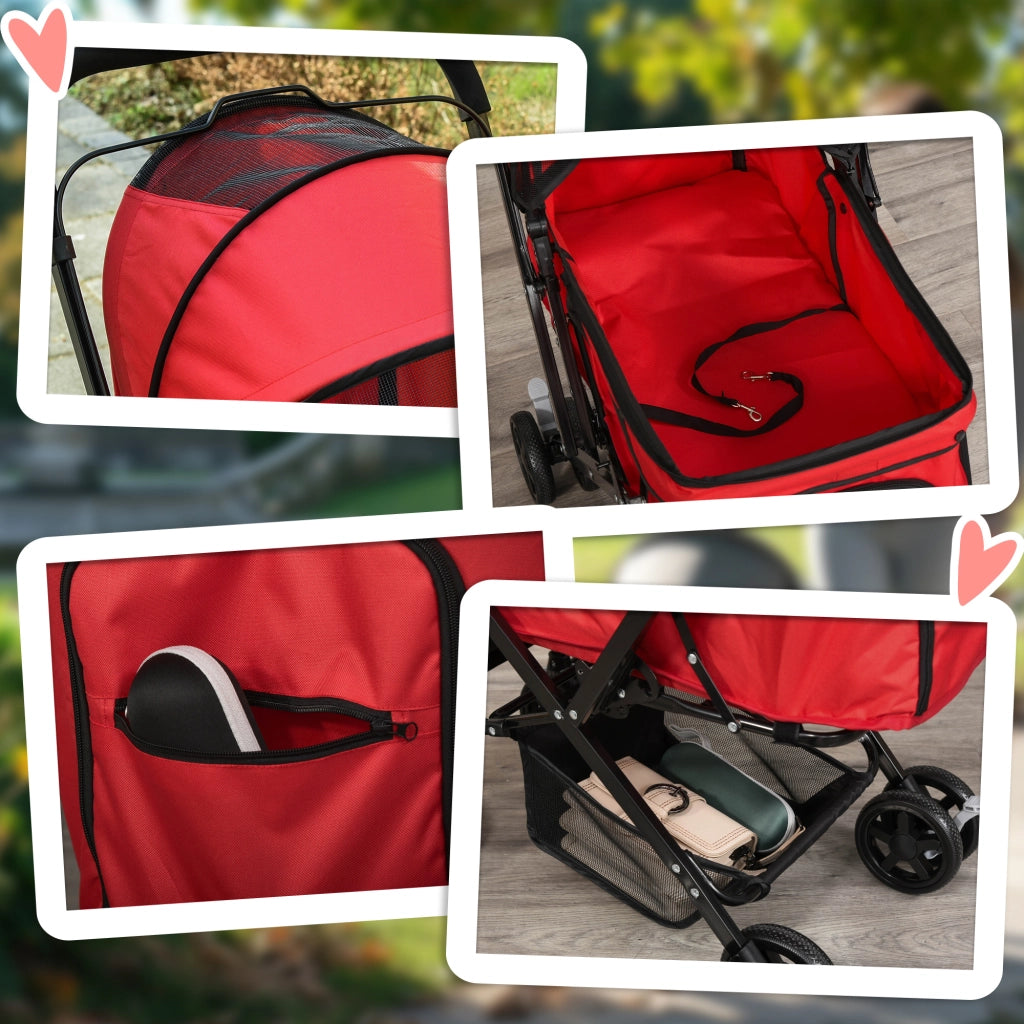 Carrello per Animali Domestici ¨C Minimal ¨C Rosso 76.5x52x95 cm
