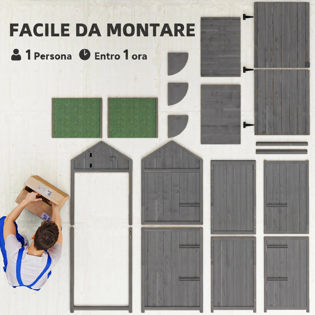 Capanno da Giardino in Legno ¨C zephmum ¨C Grigio 77x54.2x179cm