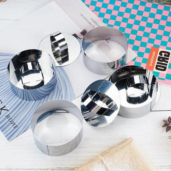 Set di 4 Anelli in Acciaio Inossidabile per Dessert da 8 cm x 8 cm x 3,8 cm - Moulds per Dolci da Contenitore - Anelli per Burgers Mousse - Moulds per Dolci da Contenitore per Decorazione di Torta