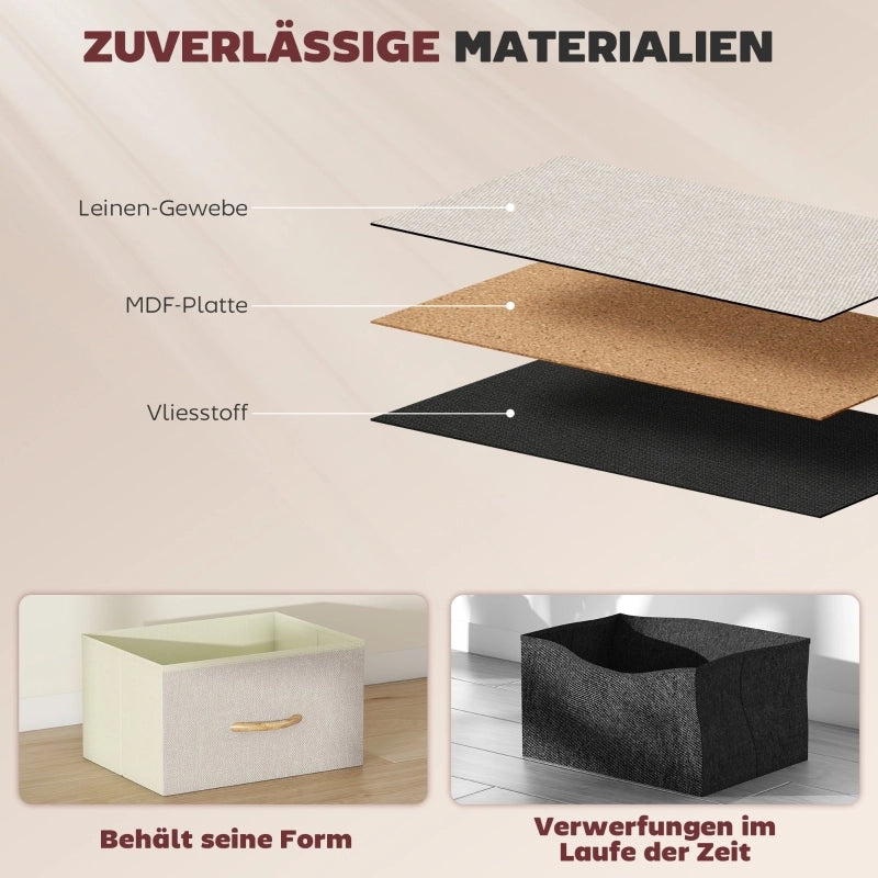Cassettiera con 8 cassetti in tessuto; 4 tasche e 2 ganci; in acciaio; per camera da letto; beige; 86×30×94.5 cm