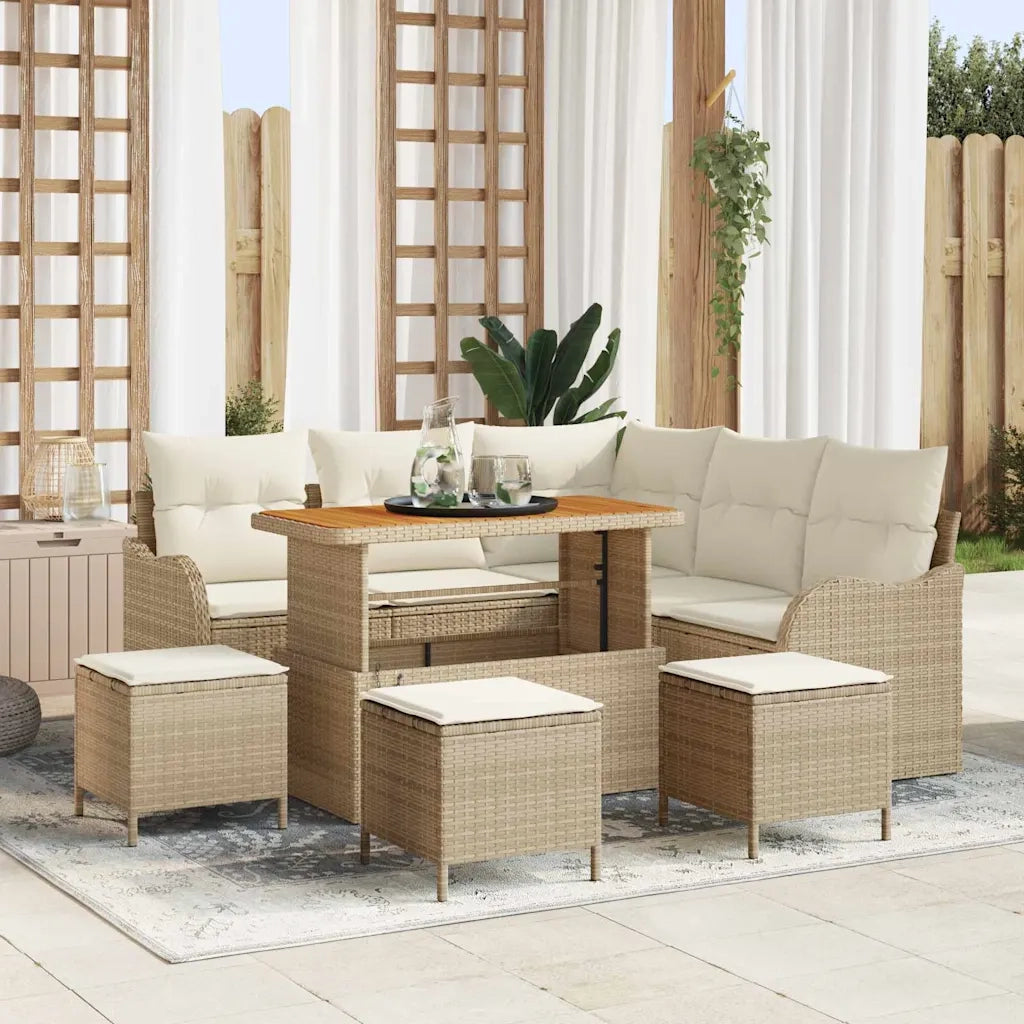 Set Divano da Giardino con cuscino 9 pcs Beige e Crema 3364221