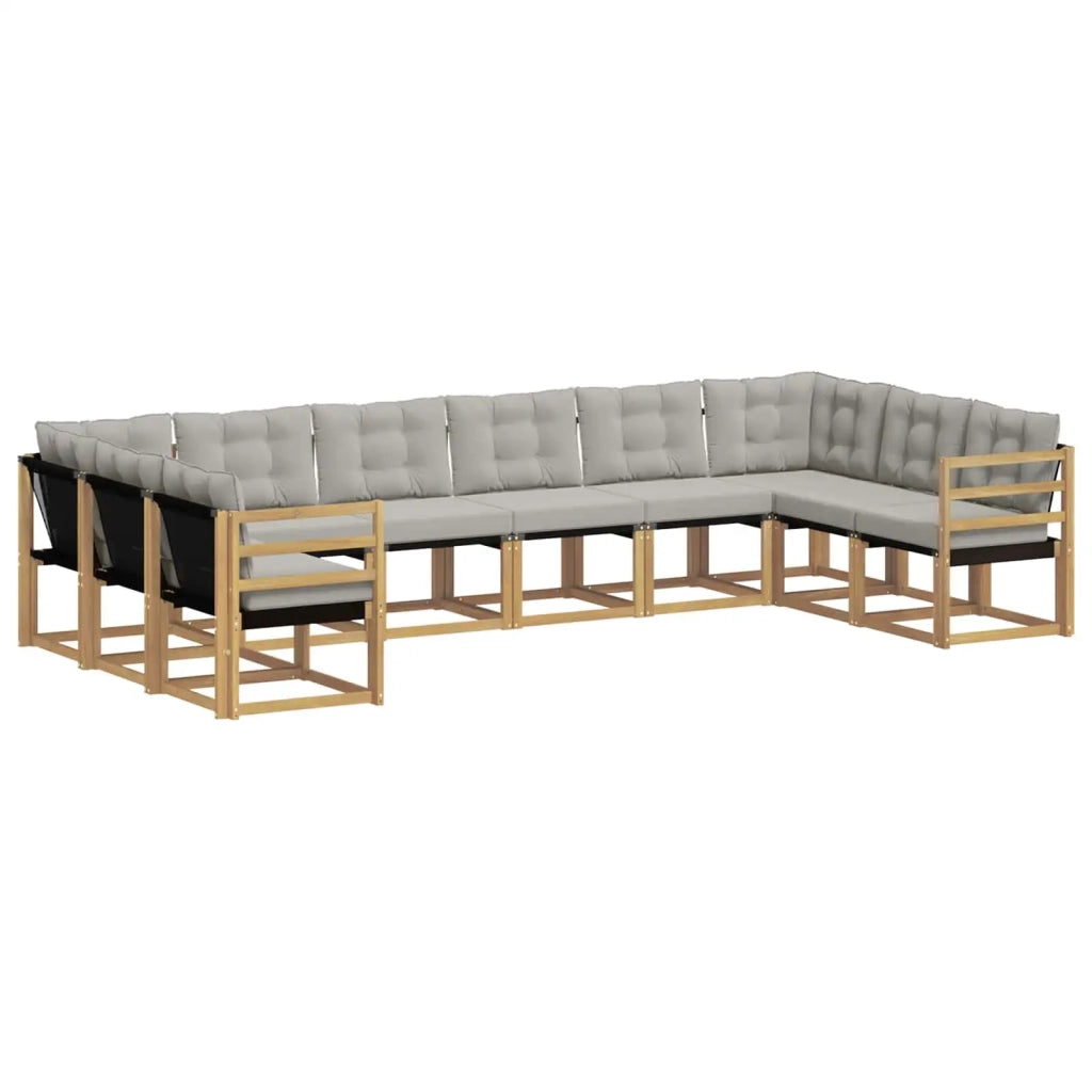 Set di divani da esterno 10 pz Bianco e Grigio Chiaro 3389897