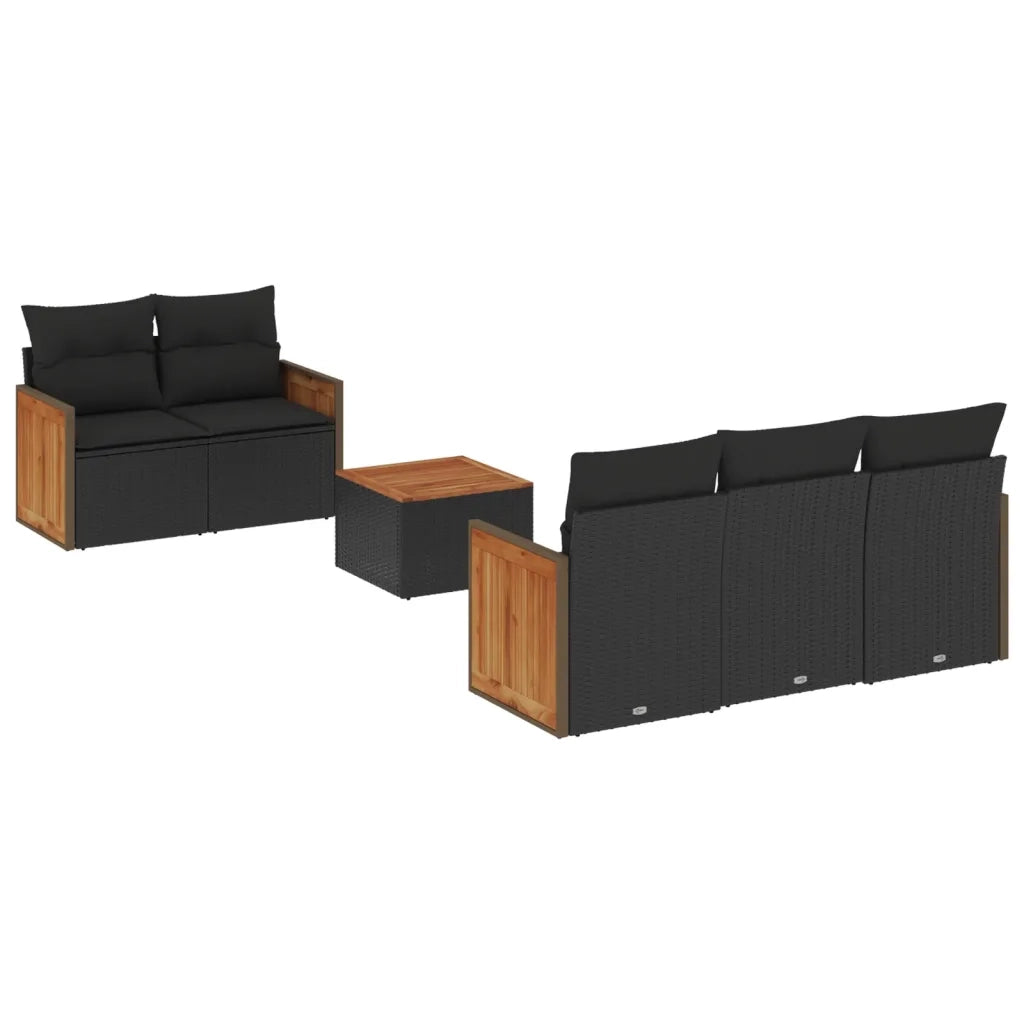 Set Divano da Giardino 6 pz con Cuscini Nero in Polyrattan 3227462