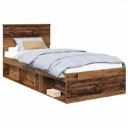 Letto singolo | Letto per adulti | Struttura del letto con testiera Legno vecchio 100 x 200 cm