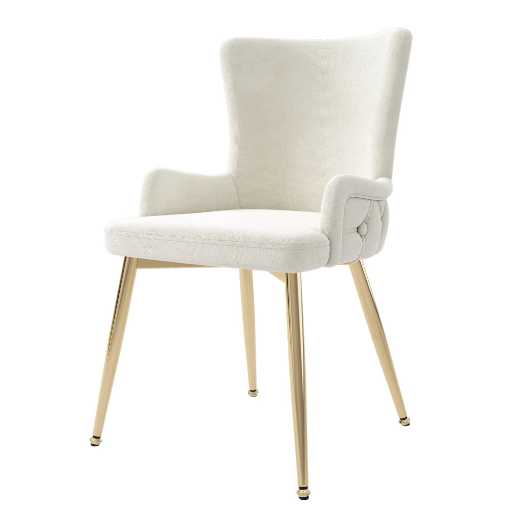 Sedie da Pranzo Set 4 Pezzi Velluto Imbottite ¨C MINIMAL ¨C Beige, Gambe in Metallo Dorato