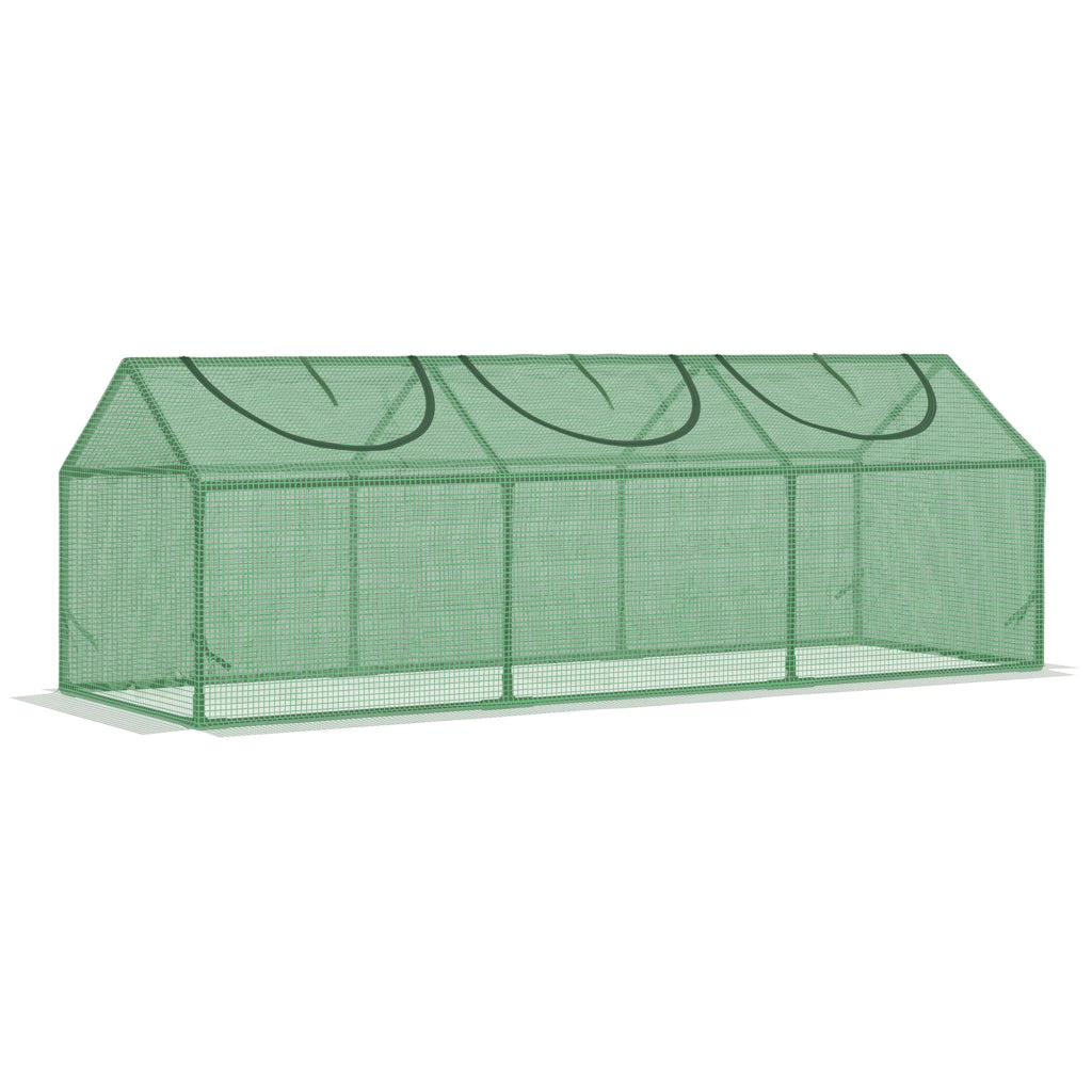 Mini Serra da Giardino con 3 Finestre Avvolgibili e Copertura PE Anti-UV. 180x60x60cm. Verde