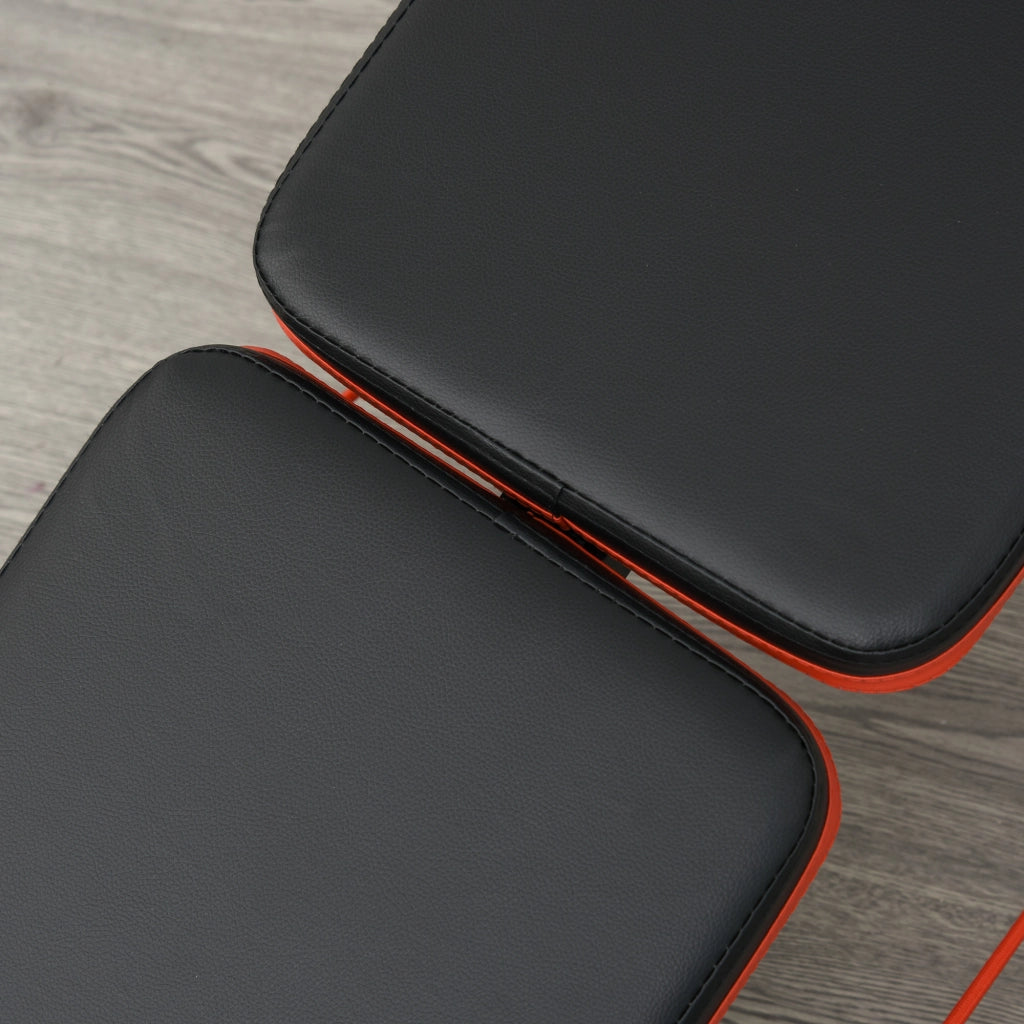 Panca per addominali regolabile e pieghevole, panca multifunzionale con corde per esercizi, portata 110 kg, acciaio, nero/rosso