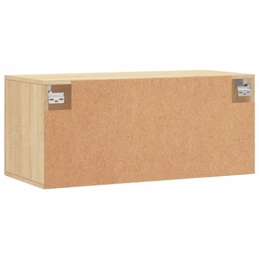 Mobile contenitore decorativo moderno a parete 80 x 36,5 x 35 cm realizzato in legno composito di rovere Sonoma 02_0048857