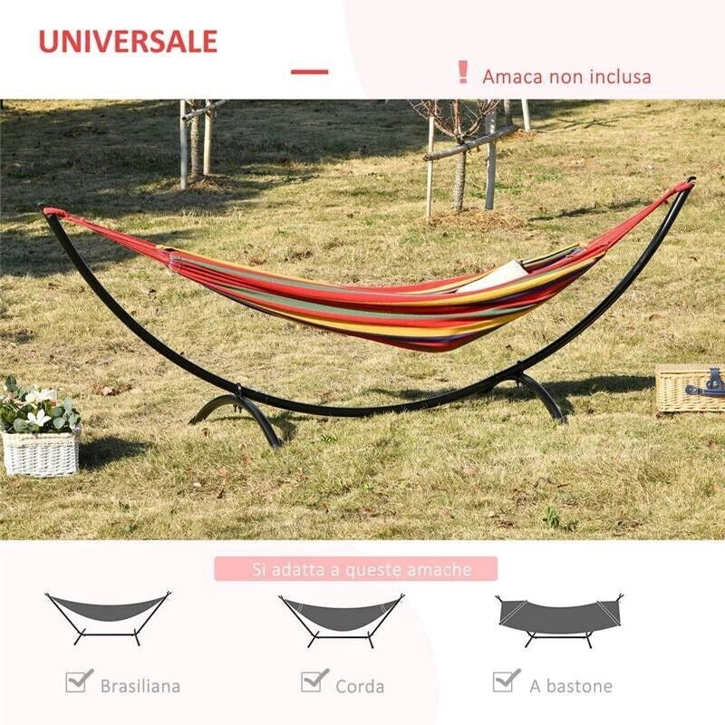 STRUTTURA PER AMACA UNIVERSALE DA ESTERNO IN METALLO, 300X90X100 CM, NERO