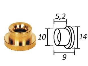 PASSAFILO IN OTTONE PER TESTINE CON SEDE- - ø mm.9, ø esterno mm.14 - 10 pezzi