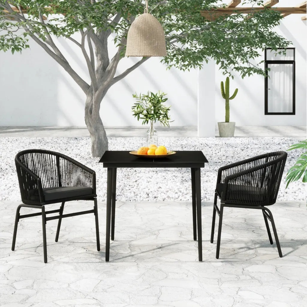 Set Mobili da Pranzo per Giardino 3 pz Nero 3099239