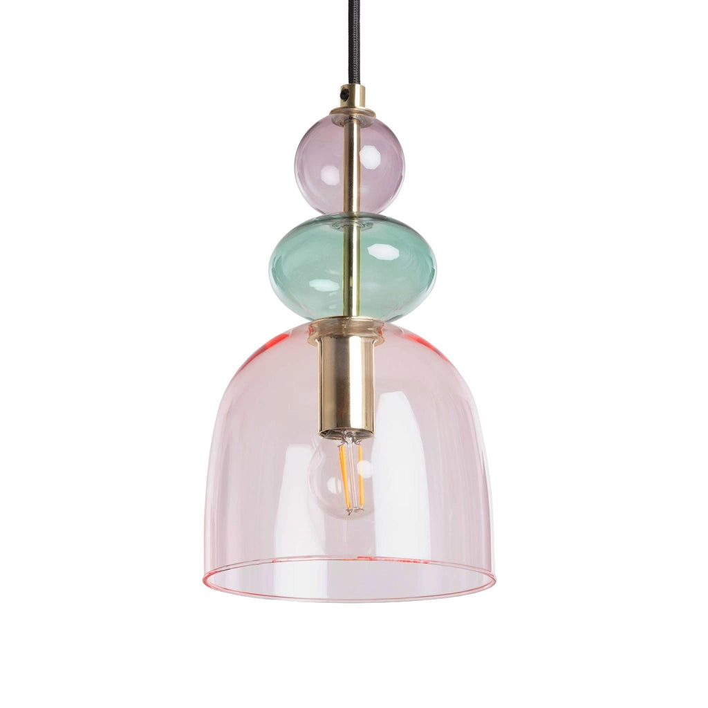 Lampada a sospensione in vetro, ø15cm, rosa