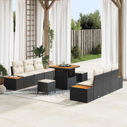 Set Divano da Giardino 9 pcs Nero polyrattan