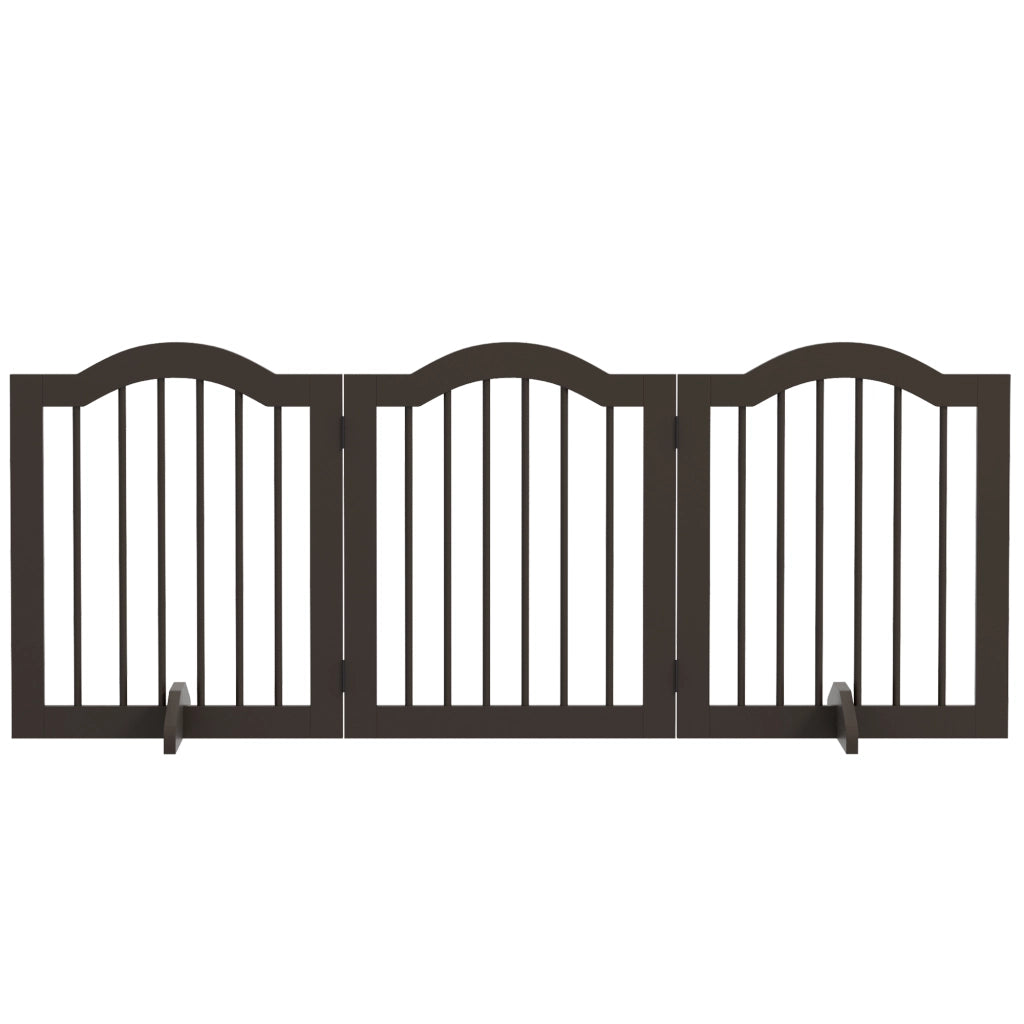 Cancellino per Cani Pieghevole 3 Sezioni ¨C Zephmum ¨C Legno Caff¨¨ 154.5x29.5x61 cm
