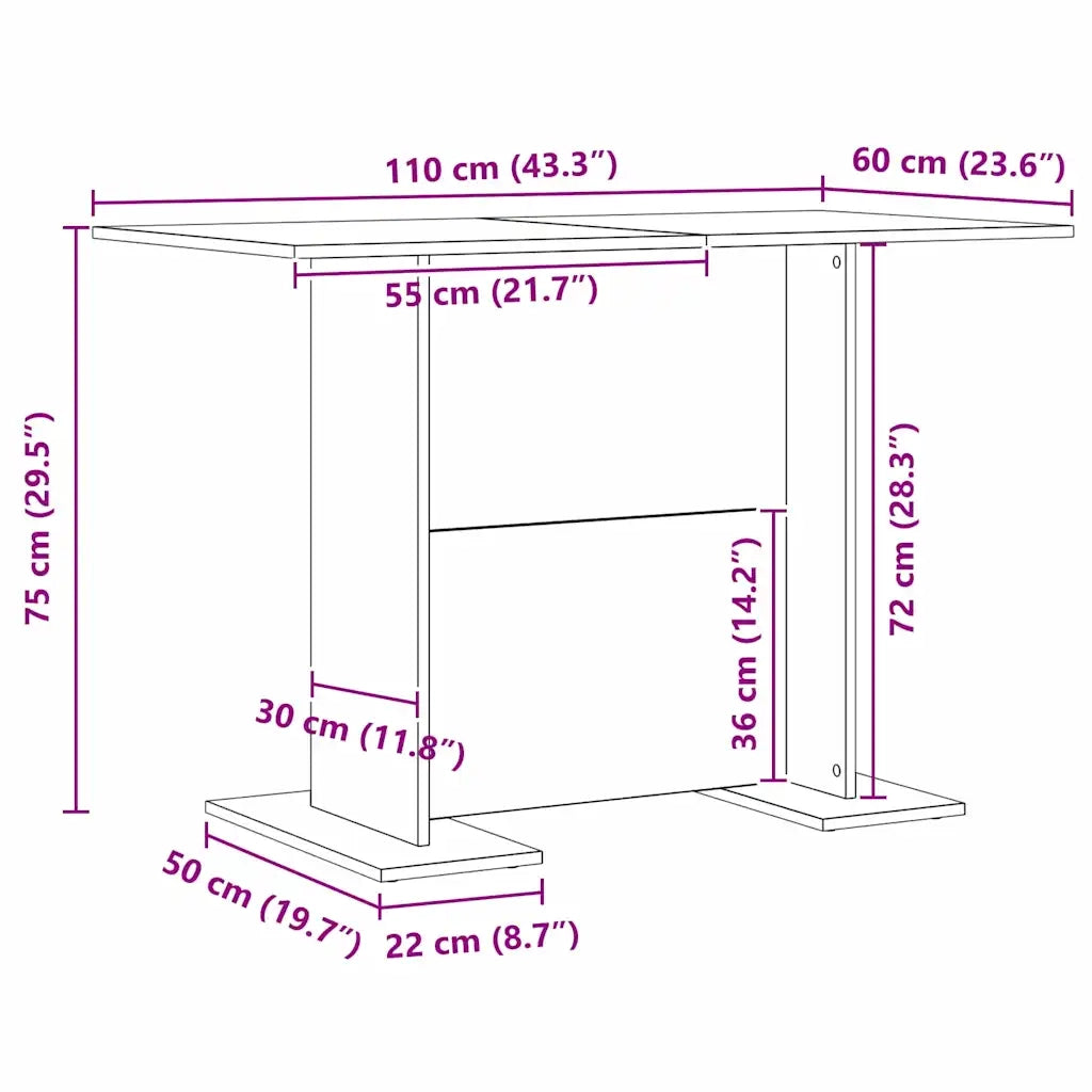 Tavolo da Pranzo | Tavolo da cucina rovere artigianale 110 x 60 x 75 cm