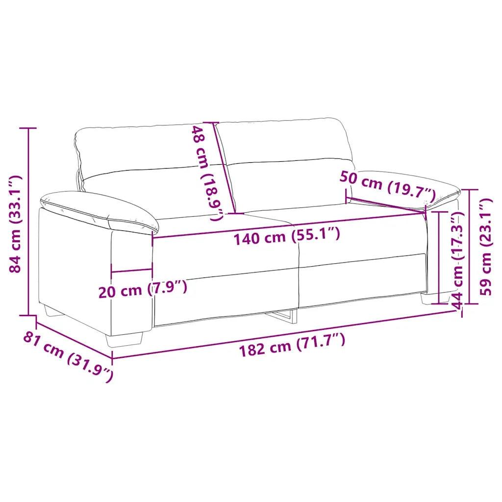 Divano | Divano da soggiorno | Sofa a 2 Posti Rosso Vino 180x81x84 cm in Tessuto