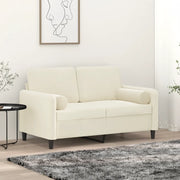 Divano a 2 Posti con Cuscini-Sofa 2 Posti con Cuscini Crema 120 cm in Velluto 550151