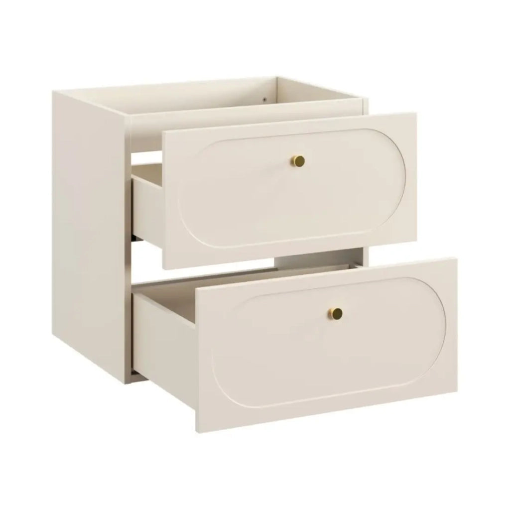 Set da bagno TORNADO: mobili sotto lavabo 120cm beige + doppio lavabo incassato bianco