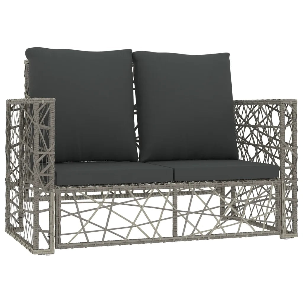 Set Divani da Giardino 2 pz con Cuscini in Polyrattan Grigio 46812