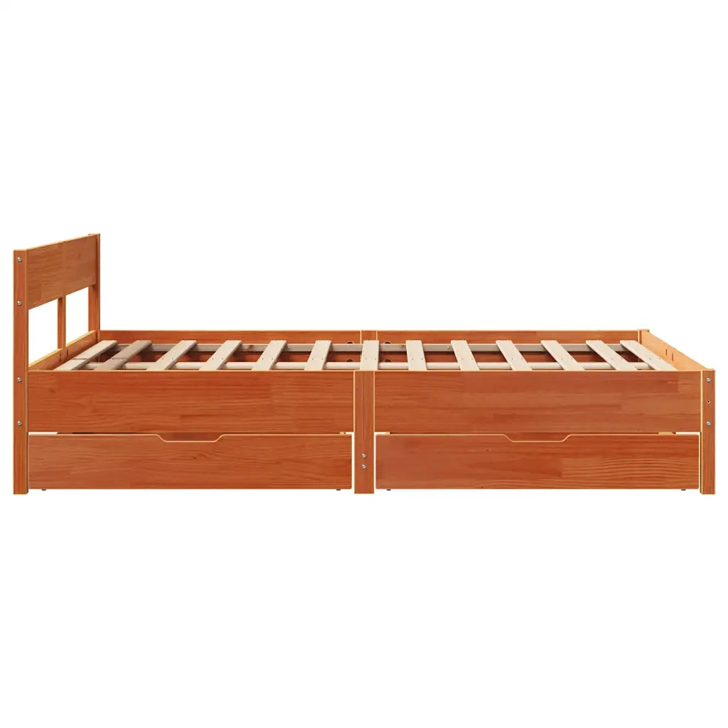 Letto senza Materasso Marrone Cera 140x190 cm in Legno di Pino