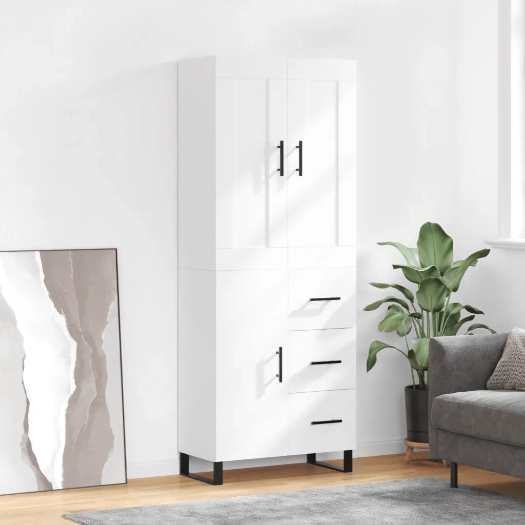 Credenza | Madia | Buffet da pranzo | Armadio da pranzo Bianca 69,5x34x180 cm in Legno Multistrato