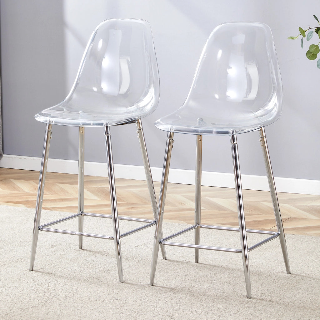 Set di 2 sgabelli da bar trasparenti con struttura in metallo argento/oro/nero, sedie dal design moderno per cucina, bar o sala da pranzo (solo sedie,