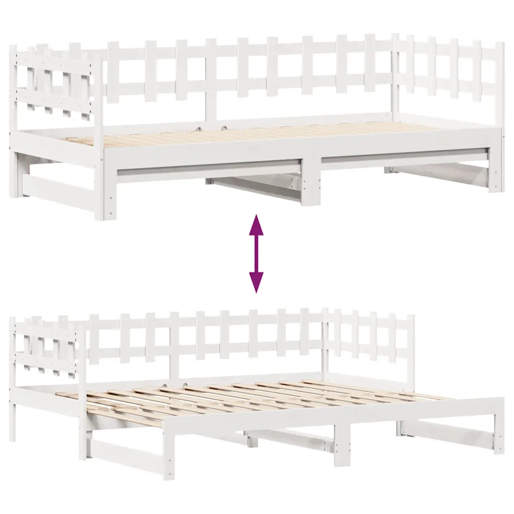 Letto singolo | Letto per adulti | Letto Estraibile con Cassetti senza Materasso Bianco 90x200 cm