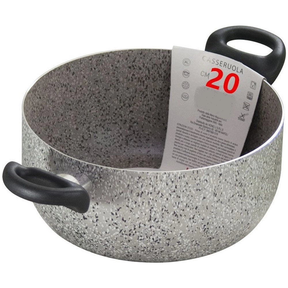 Trade Shop - Casseruola A Doppio Manico Nero Pentola Con Diametro Da 18-20-22-24 Cm Antiaderente Cucina -