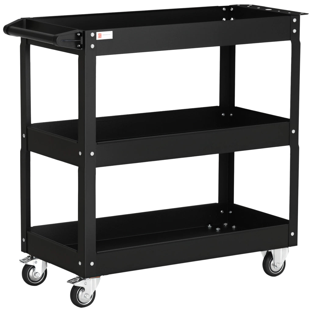 Carrello per Attrezzi con 3 Ripiani ¨C zephmum ¨C 83x35,3x76 cm Nero