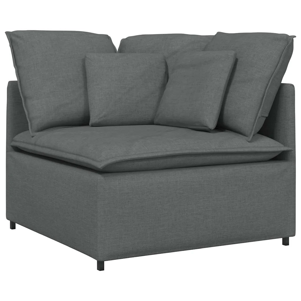 Divano Modulare con Cuscini in Tessuto Grigio Scuro 3321268