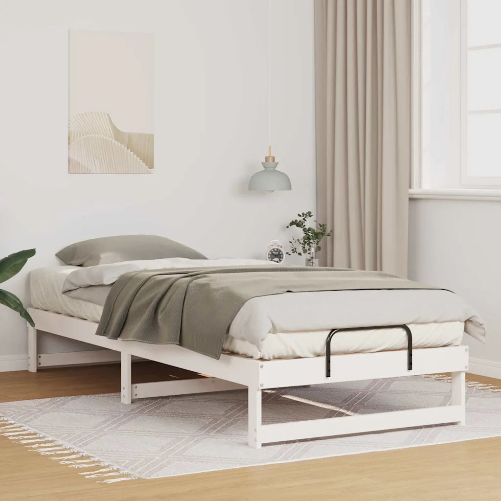 Letto singolo | Letto per adulti | Struttura del letto Bianco 100 x 220 cm Pino massello