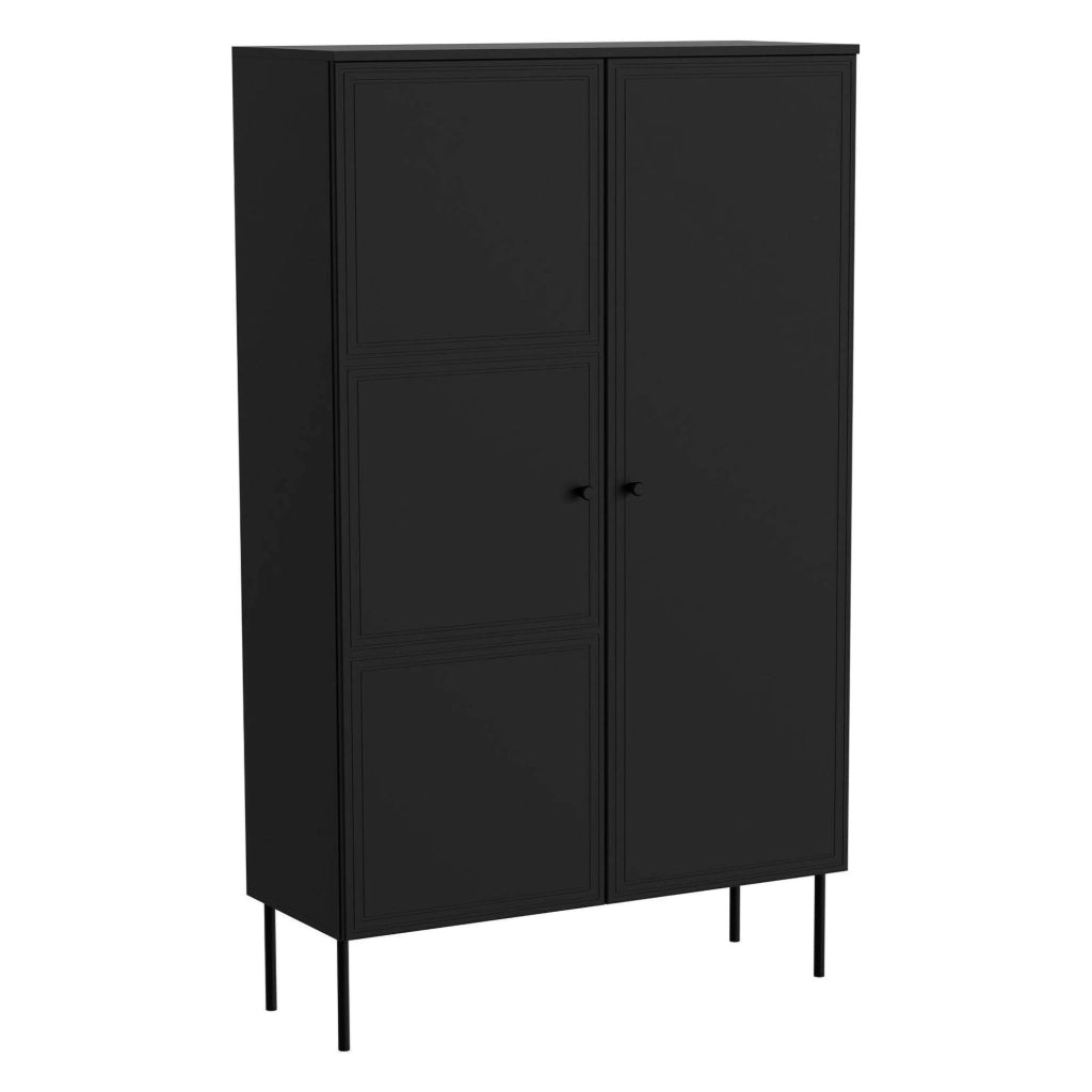 Armadio multiuso 2 ante Sedilo, Mobile multifunzionale, Mobiletto scarpiera, Guardaroba porta scarpe, 100x39 h166 cm, Nero
