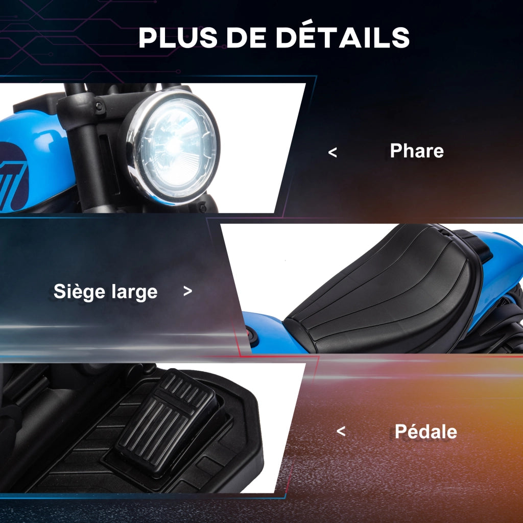 Moto Elettrica Bambini 2 Ruote ¨C Zephmum ¨C Blu LED