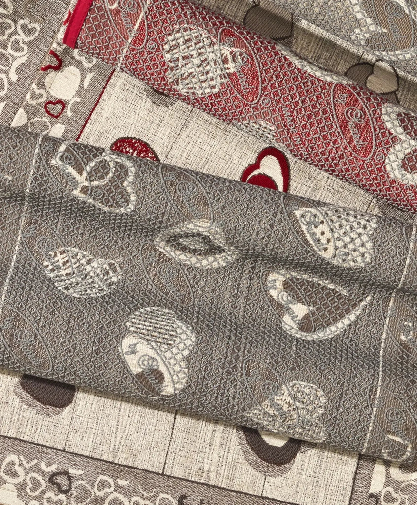 Tappeto LOVELY beige tortora cm.55x80 moderno cuori, tappetino multiuso lavabile antiscivolo