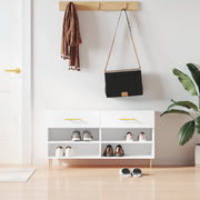 Panca Porta Scarpe Bianco Lucido 102x35x55 cm Legno Multistrato 829726