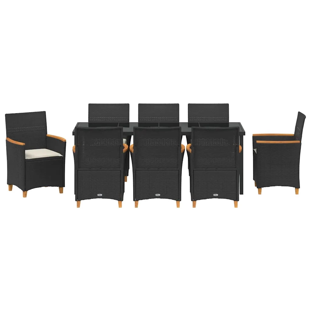 Set da Pranzo per Giardino 9 pcs Nero polyrattan 3381092