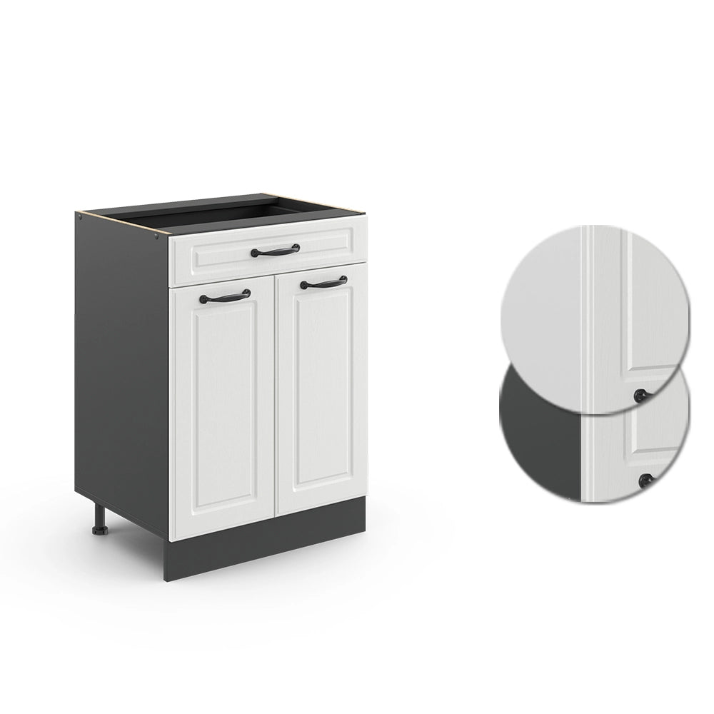 Vicco Mobiletto base per cucina Bianco casa di campagna 60 cm , PL Marmo