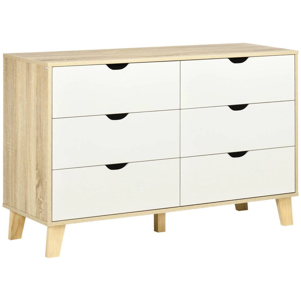 Cassettiera 6 cassetti stile scandinavo ¨C Xylo ¨C legno e beige 120x40x76 cm
