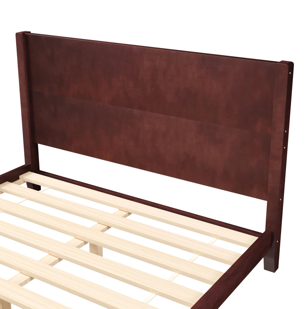 Letto a piattaforma 160x200 cm con testiera e rete a doghe; marrone