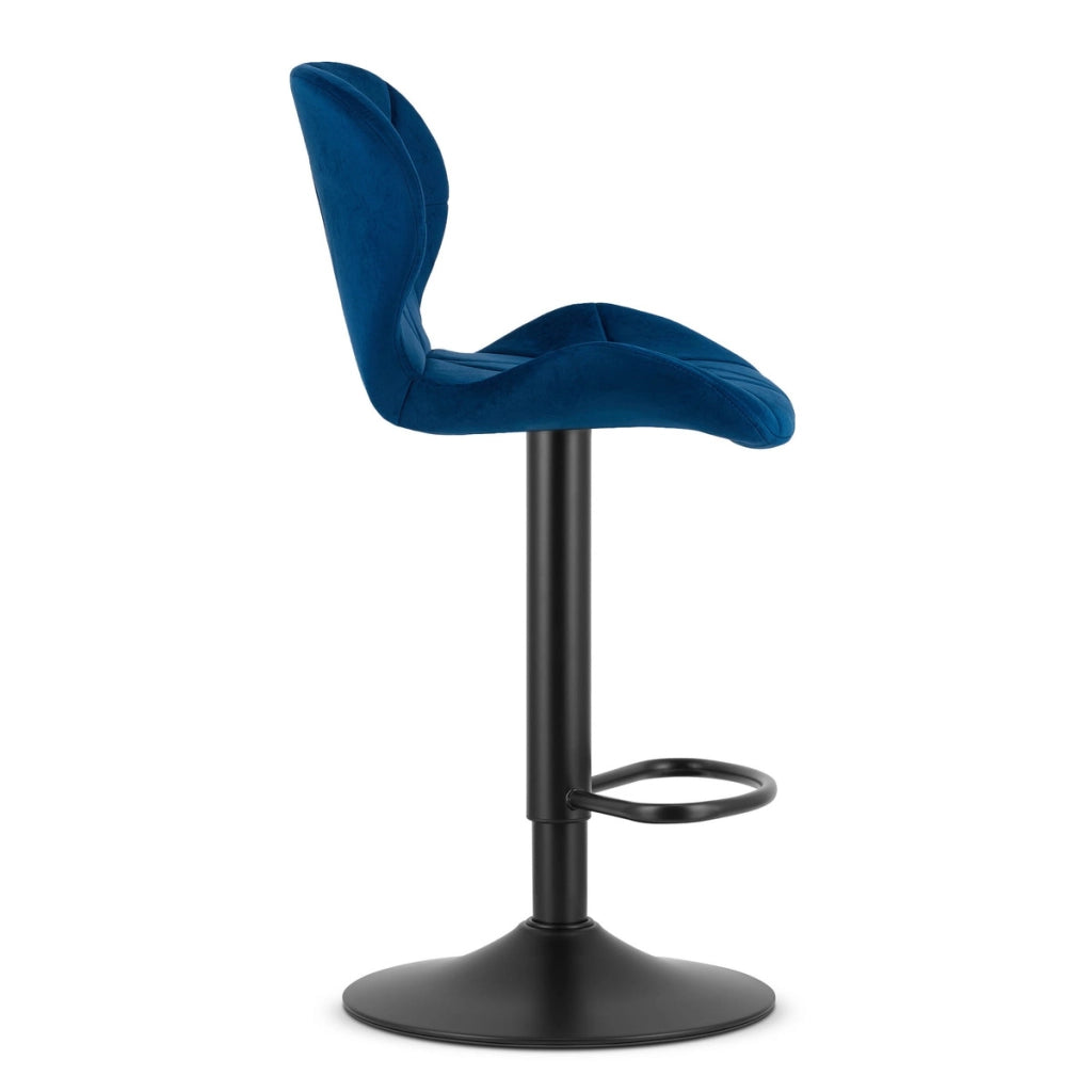 Set di 2 sgabelli alti West in velluto blu notte