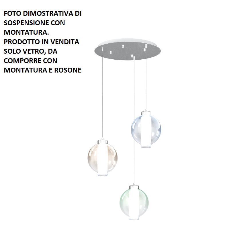 KIT DUE VETRI ESTERNO VERDE SFUMATO + INTERNO SATINATO + 2 GOMMINI SILICONE