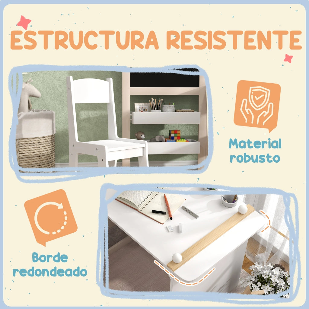 Tavolo bambini pieghevole con sedia ¨C zephmum ¨C bianco