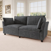 Divano modulare 2 posti 155 x 81 x 87 cm in chenille grigio