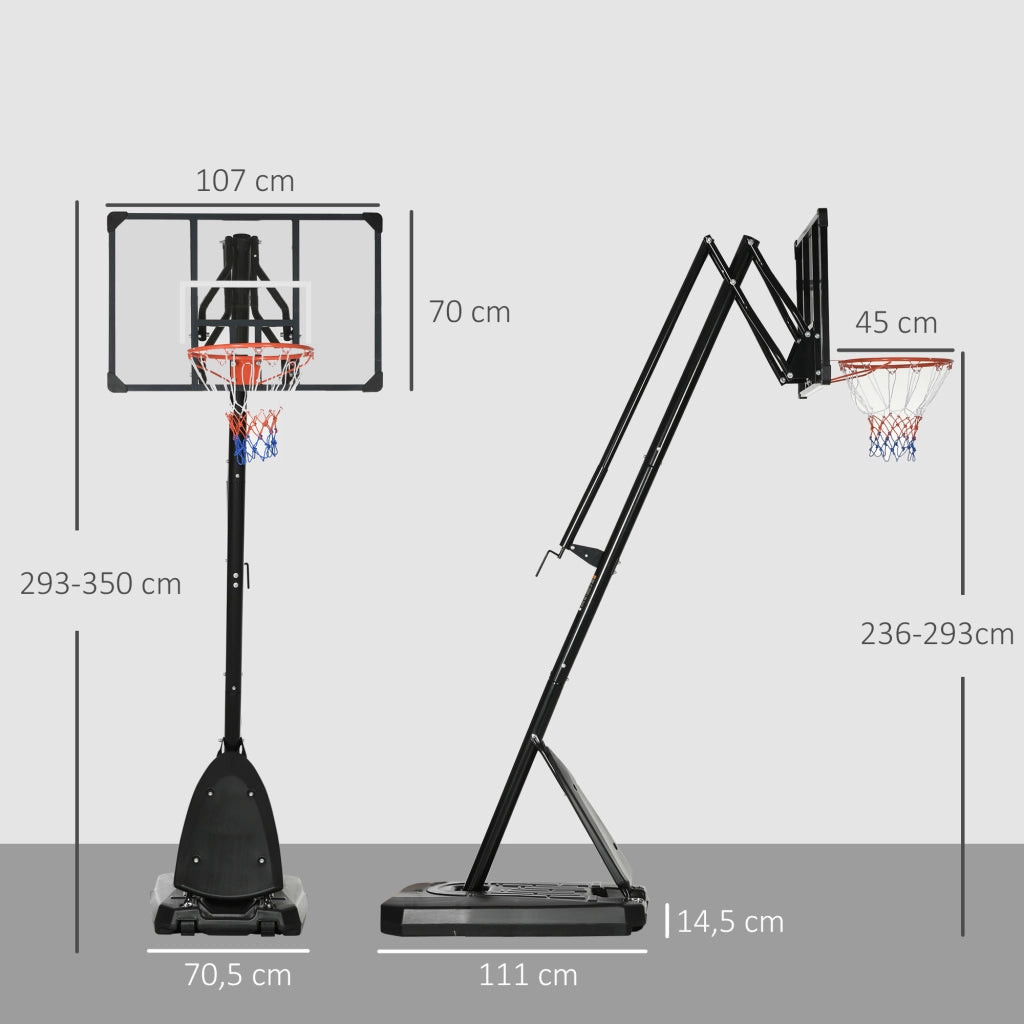 Supporto Basket Regolabile 2.3-2.9m ¨C Minimal ¨C Rosso Nero
