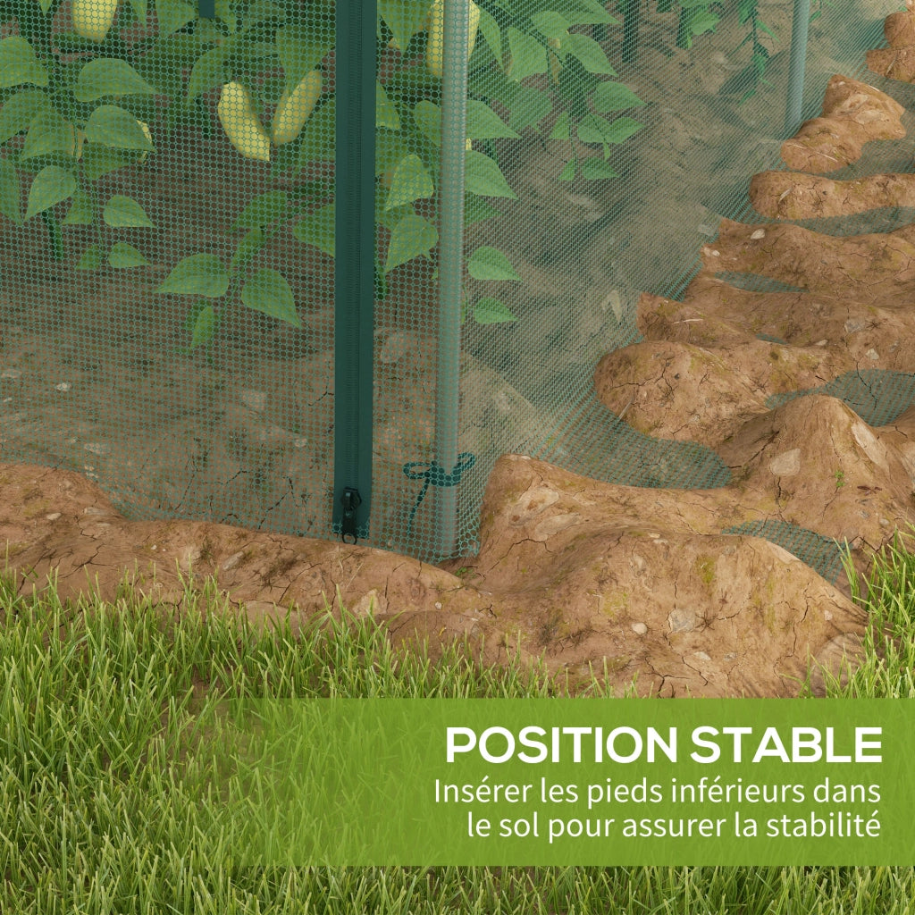 Serra da giardino per pomodori con porta zippata e rete protezione HDPE ¨C Xylo ¨C 125x373x62,5 cm