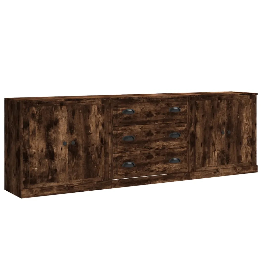 Credenze 3 pz Rovere Fumo in Legno Multistrato 3185220