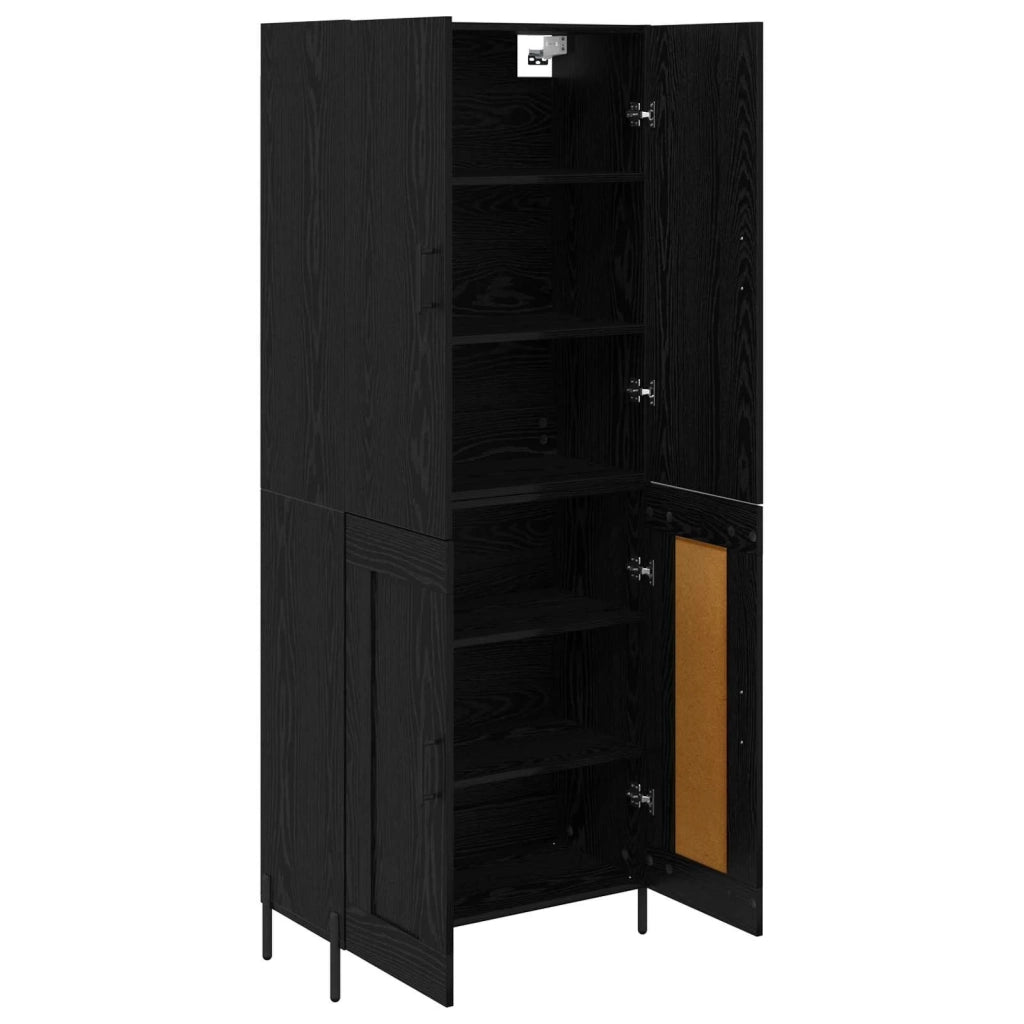 Credenza-Buffet-Armadio da cucina Rovere Nero 69,5 x 34 x 180 cm Legno multistrato 392675