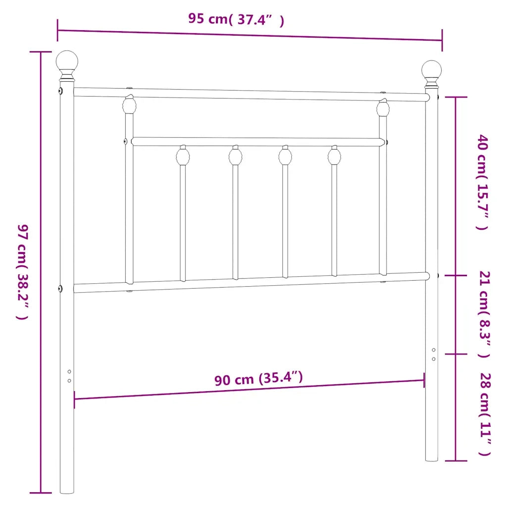 Testiera di Ricambio in Metallo Nero 90 cm 353565