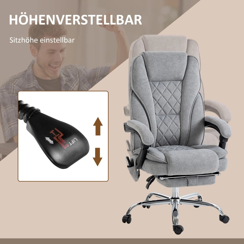 Sedia da ufficio con massaggio vibrante, sedia ergonomica da scrivania con funzione reclinabile, riscaldamento, sedia girevole regolabile in altezza