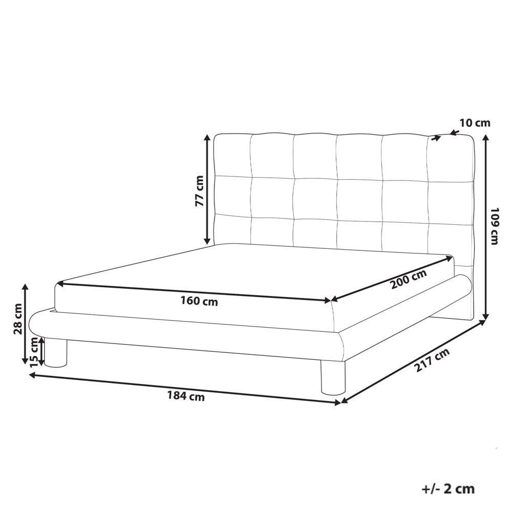Letto imbottito in bouclé bianco sporco 160 x 200 design scandinavo testata morbida